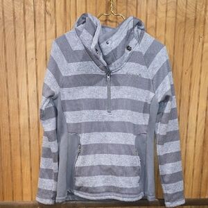 Avalanche Gray Striped Cowl Neck Hooded Sweater Size Medium